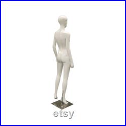 Adult Female Glossy White Full Body Fashion Mannequin with Face and Molded Hair ABBYW2
