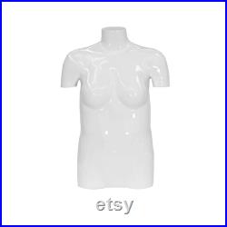 Adult Female Headless Fiberglass Glossy White Plus Size Mannequin Torso Display FPLW