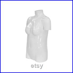 Adult Female Headless Fiberglass Glossy White Plus Size Mannequin Torso Display FPLW