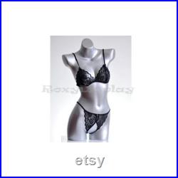 Adult Female Headless Fiberglass Tabletop Silver Mannequin Torso with Shoulders and Thighs BL2SILVER