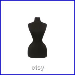 Adult Female Historical Vintage Shaped Black Dress Form Mannequin Pinnable Torso with Base FH02