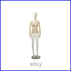 Adult Female Linen Upper Body Fiberglass Lower Body Removable Egg Head Mannequin FFLX01