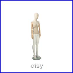 Adult Female Linen Upper Body Fiberglass Lower Body Removable Egg Head Mannequin FFLX01