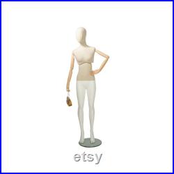 Adult Female Linen Upper Body Fiberglass Lower Body Removable Egg Head Mannequin FFLX01