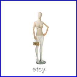 Adult Female Linen Upper Body Fiberglass Lower Body Removable Egg Head Mannequin FFLX01