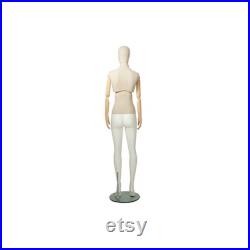 Adult Female Linen Upper Body Fiberglass Lower Body Removable Egg Head Mannequin FFLX01