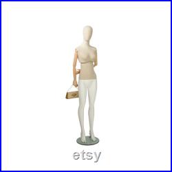 Adult Female Linen Upper Body Fiberglass Lower Body Removable Egg Head Mannequin FFLX01