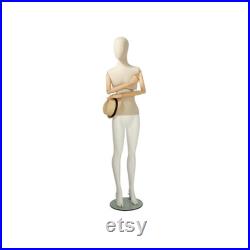 Adult Female Linen Upper Body Fiberglass Lower Body Removable Egg Head Mannequin FFLX01