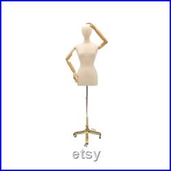 Adult Female Mannequin Dress Form Pinnable Torso with Flexible Arms and Base F6 8WARM