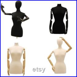 Adult Female Mannequin Dress Form Pinnable Torso with Flexible Arms and Base F6 8WBKARM