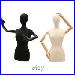 Adult Female Mannequin Dress Form Pinnable Torso with Flexible Arms and Base F6 8WBKARM