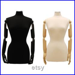 Adult Female Mannequin Dress Form Pinnable Torso with Flexible Arms and Base F6 8WBKARM