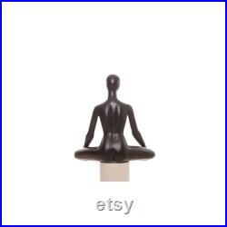 Adult Female Matte Black Fiberglass Faceless Yoga Mannequin in Lotus Position YOGA01BK