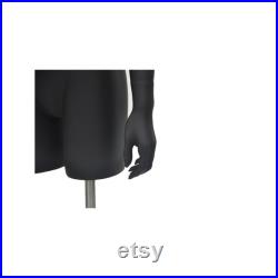 Adult Female Matte Black Headless 3 4 Mannequin Fiberglass Torso with Base TFBK