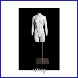 Adult Female Matte White Fiberglass Headless 3 4 Body Torso Invisible Ghost Mannequin GH3 4F