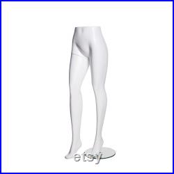 Adult Female Matte White Fiberglass Mannequin Leg Display with Round Glass Base SQ13