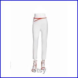 Adult Female Matte White Fiberglass Mannequin Leg Display with Round Glass Base SQ13