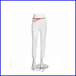 Adult Female Matte White Fiberglass Mannequin Leg Display with Round Glass Base SQ13