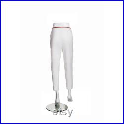 Adult Female Matte White Fiberglass Mannequin Leg Display with Round Glass Base SQ13