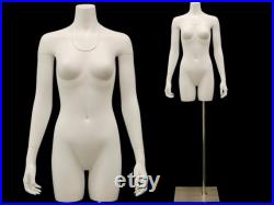 Adult Female Matte White Invisible Ghost Mannequin Body Torso with Base TFW-IV