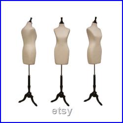 Adult Female Off White Pinnable Torso Dress Form Coat Mannequin with Base F01C