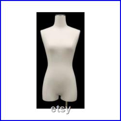 Adult Female Pinnable White Linen Mannequin Dress Form Torso with Thighs and Base F1WL