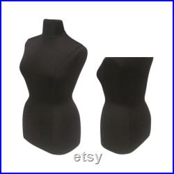 Adult Female Plus Size Black Dress Form Mannequin Pinnable Torso with Base and Neck Cap F14 16 18 20BK