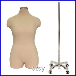 Adult Female Plus Size Mannequin 3 4 Half Body Dress Form Torso with Caster Base Personalize Option Monogram