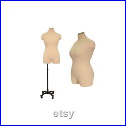 Adult Female Plus Size Mannequin Dress Form Pinnable Torso with Shoulders and Thighs FF2WPL