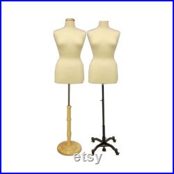 Adult Female Plus Size Off White Dress Form Mannequin Pinnable Torso with Base and Neck Cap F14 16 18 20W