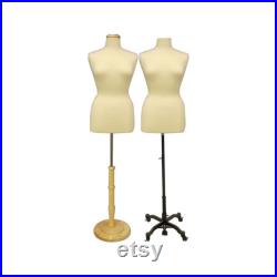 Adult Female Plus Size Off White Dress Form Mannequin Pinnable Torso with Base and Neck Cap F14 16 18 20W-JF