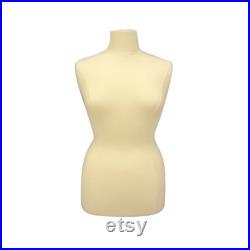 Adult Female Plus Size Off White Dress Form Mannequin Pinnable Torso with Base and Neck Cap F14 16 18 20W-JF