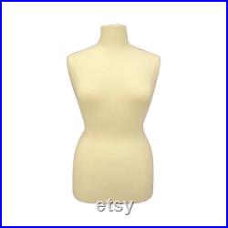 Adult Female Plus Size Off White Dress Form Mannequin Pinnable Torso with Base and Neck Cap F14 16 18 20W