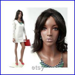 Adult Female Realistic African American Fiberglass Full Body Mannequin with Wig MYA2
