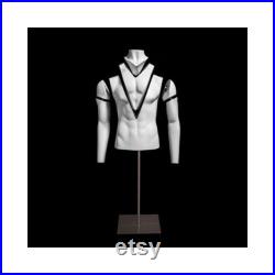 Adult Fiberglass Invisible Ghost Male Mannequin Torso With Adjustable Rolling Base GH1 2M