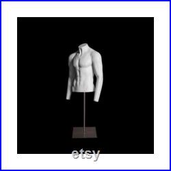 Adult Fiberglass Invisible Ghost Male Mannequin Torso With Adjustable Rolling Base GH1 2M