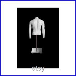 Adult Fiberglass Invisible Ghost Male Mannequin Torso With Adjustable Rolling Base GH1 2M