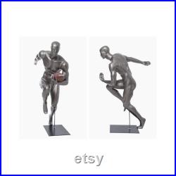 Adult Male Athletic Muscular Fiberglass Running Back Football Player Mannequin with Metal Base BRADY10