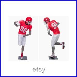 Adult Male Athletic Muscular Fiberglass Running Back Football Player Mannequin with Metal Base BRADY11