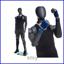 Adult Male Fiberglass Flexible Movable Elbow Athletic Matte Gray Mannequin MFXG