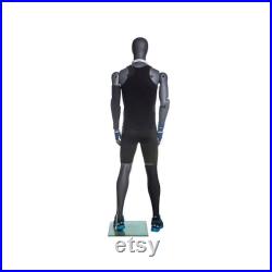 Adult Male Fiberglass Flexible Movable Elbow Athletic Matte Gray Mannequin MFXG