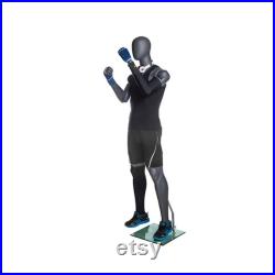 Adult Male Fiberglass Flexible Movable Elbow Athletic Matte Gray Mannequin MFXG