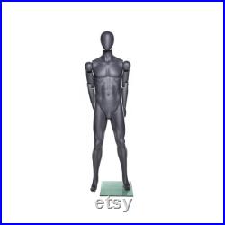 Adult Male Fiberglass Flexible Movable Elbow Athletic Matte Gray Mannequin MFXG