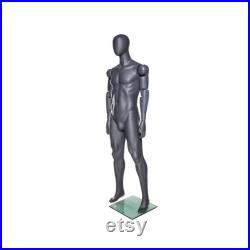 Adult Male Fiberglass Flexible Movable Elbow Athletic Matte Gray Mannequin MFXG