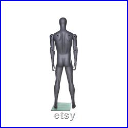 Adult Male Fiberglass Flexible Movable Elbow Athletic Matte Gray Mannequin MFXG