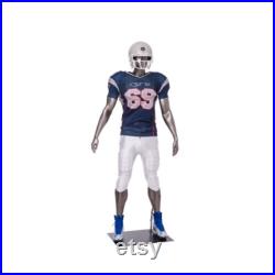 Adult Male Fiberglass Glossy Gray Muscular Fitness Athletic Football Sports Player Mannequin BRADY03