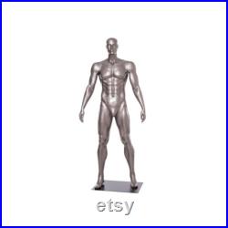Adult Male Fiberglass Glossy Gray Muscular Fitness Athletic Football Sports Player Mannequin BRADY03