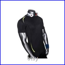 Adult Male Fiberglass Matte Gray 3 4 Athletic Muscular Mannequin Torso with Base HEF42T