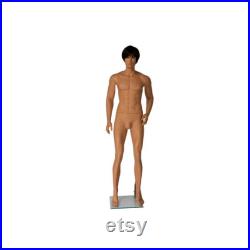 Adult Male Fiberglass Tan Realistic Full Body Mannequin with Detailed Face TAN2