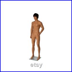 Adult Male Fiberglass Tan Realistic Full Body Mannequin with Detailed Face TAN2